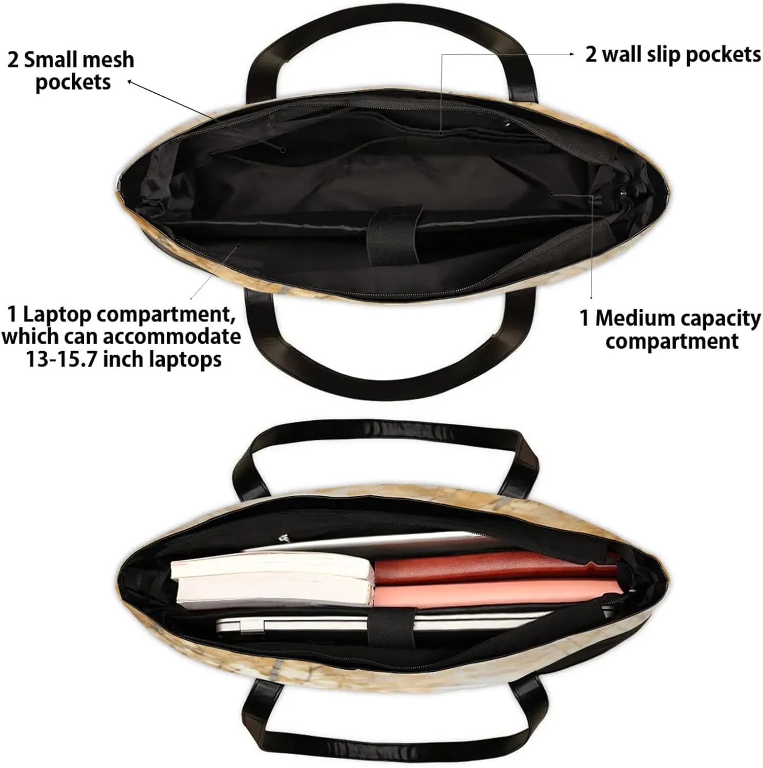 Tote Bag for Women with Zipper, Laptop Tote Bags Laptop Sleeve Case Shoulder Bag Messenger Bags