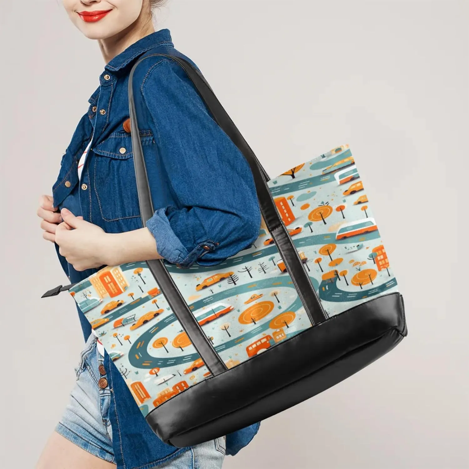 Tote Bag for Women with Zipper, Laptop Tote Bags Laptop Sleeve Case Shoulder Bag Messenger Bags