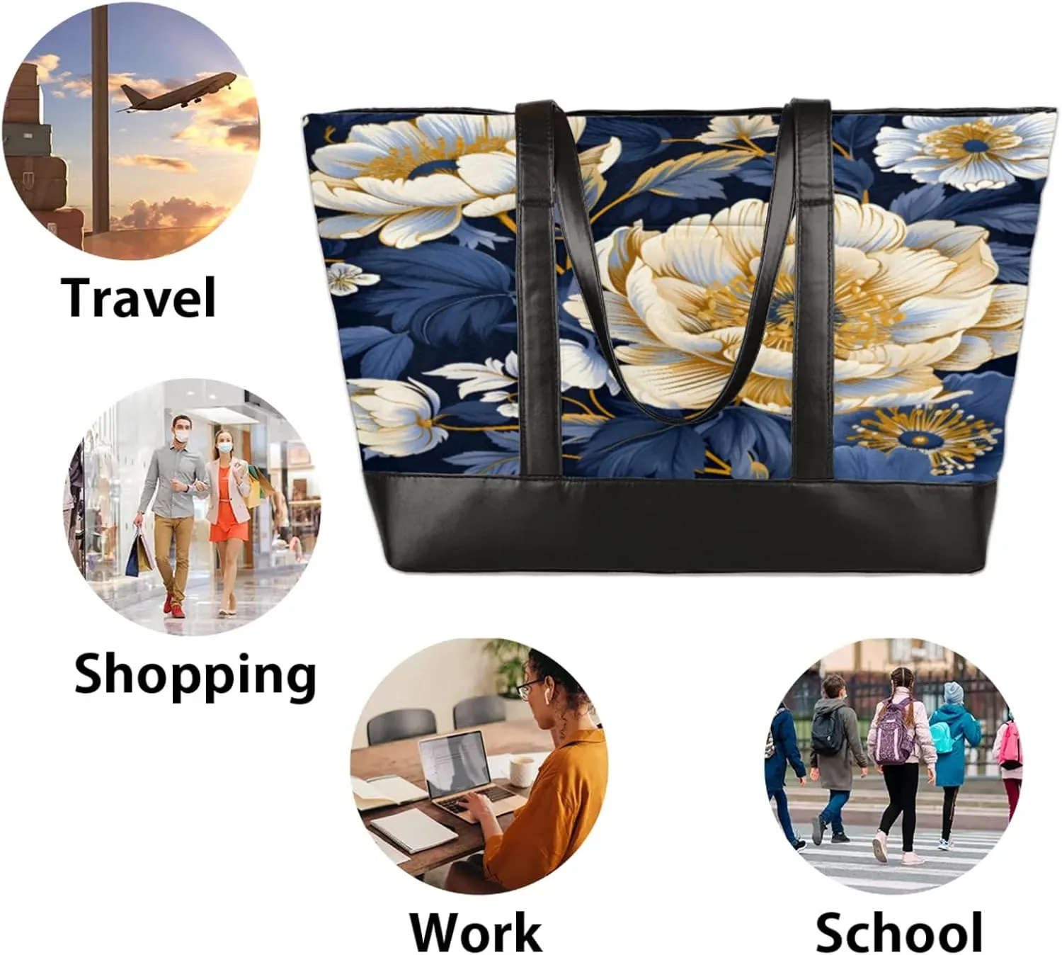 Tote Bag for Women with Zipper, Laptop Tote Bags Laptop Sleeve Case Shoulder Bag Messenger Bags