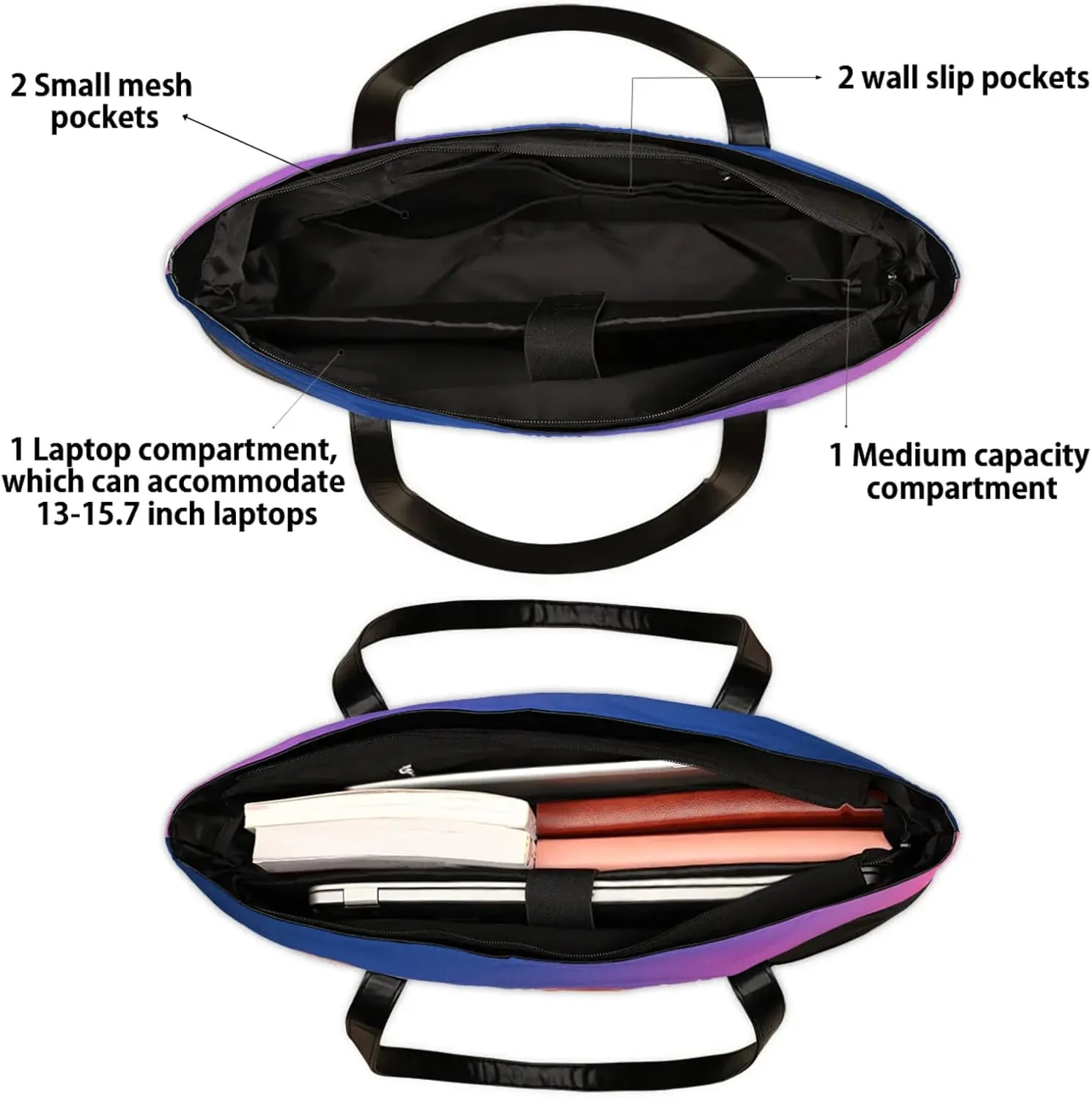 Tote Bag for Women with Zipper, Laptop Tote Bags Laptop Sleeve Case Shoulder Bag Messenger Bags