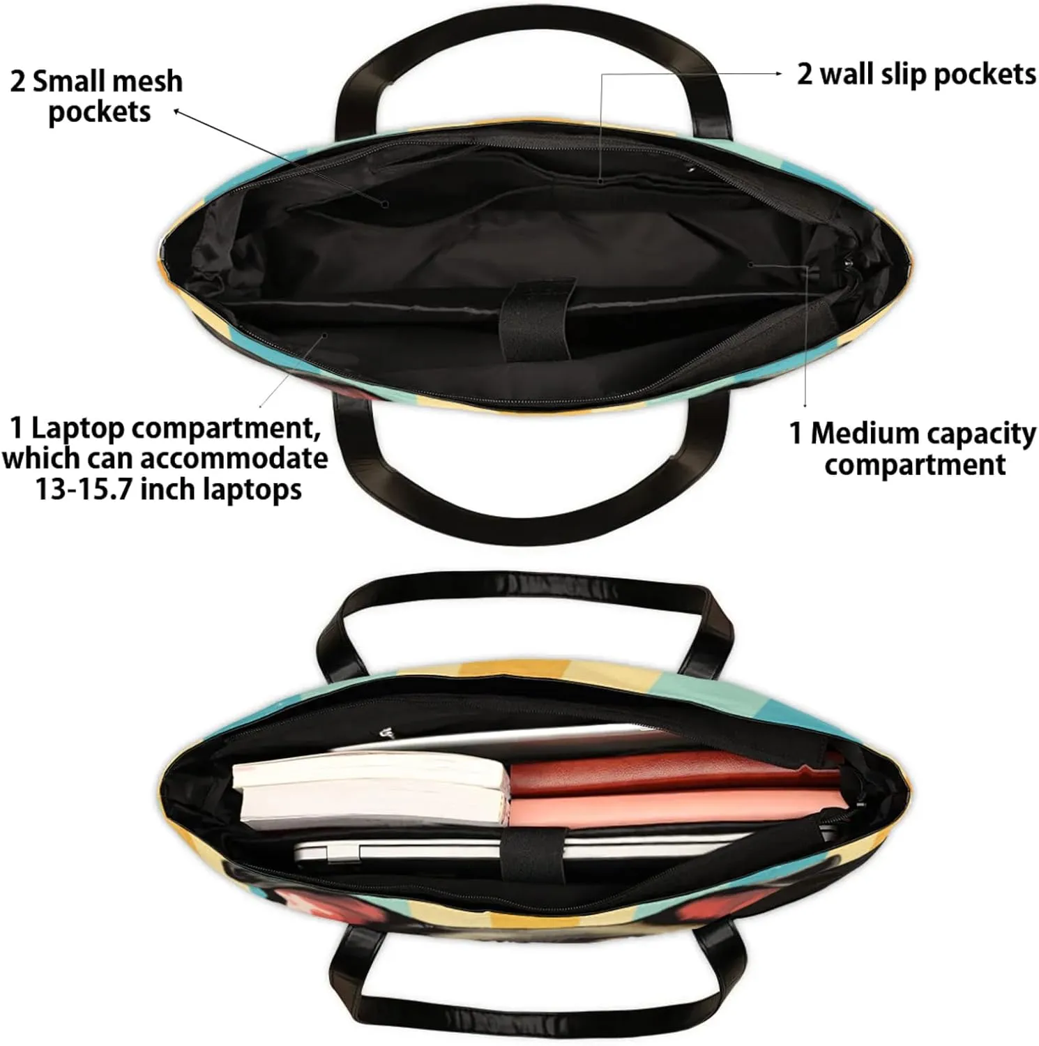 Tote Bag for Women with Zipper, Laptop Tote Bags Laptop Sleeve Case Shoulder Bag Messenger Bags