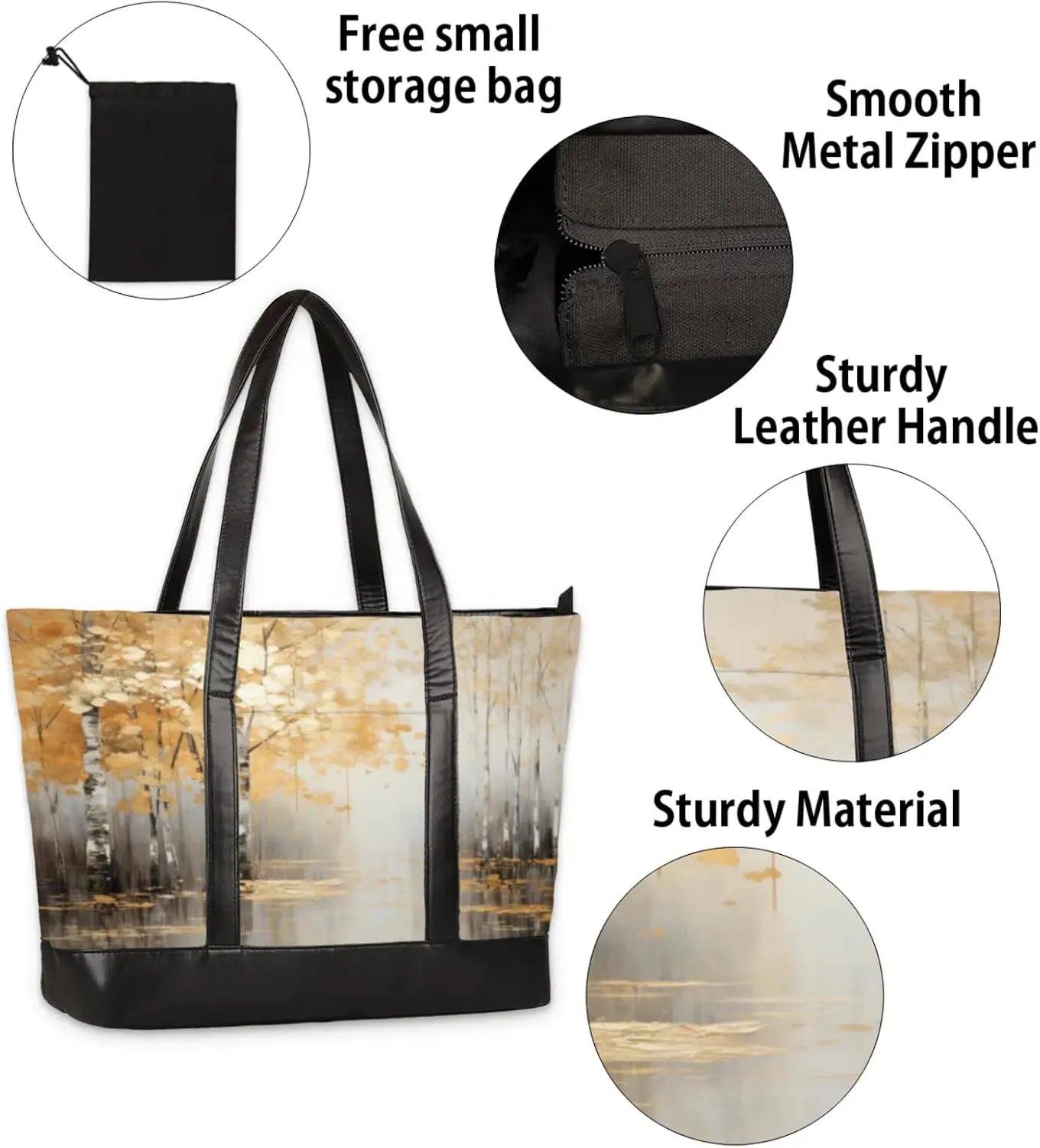 Tote Bag for Women with Zipper, Laptop Tote Bags Laptop Sleeve Case Shoulder Bag Messenger Bags
