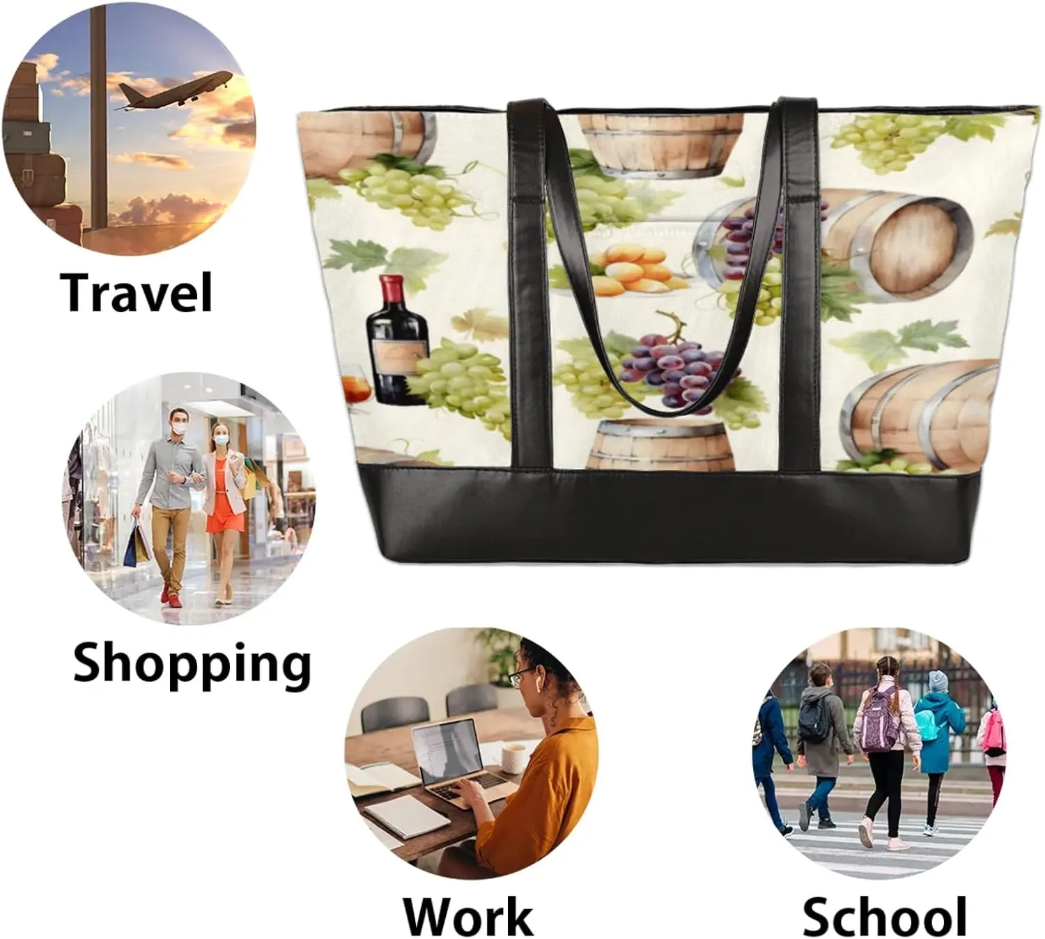 Tote Bag for Women with Zipper, Laptop Tote Bags Laptop Sleeve Case Shoulder Bag Messenger Bags
