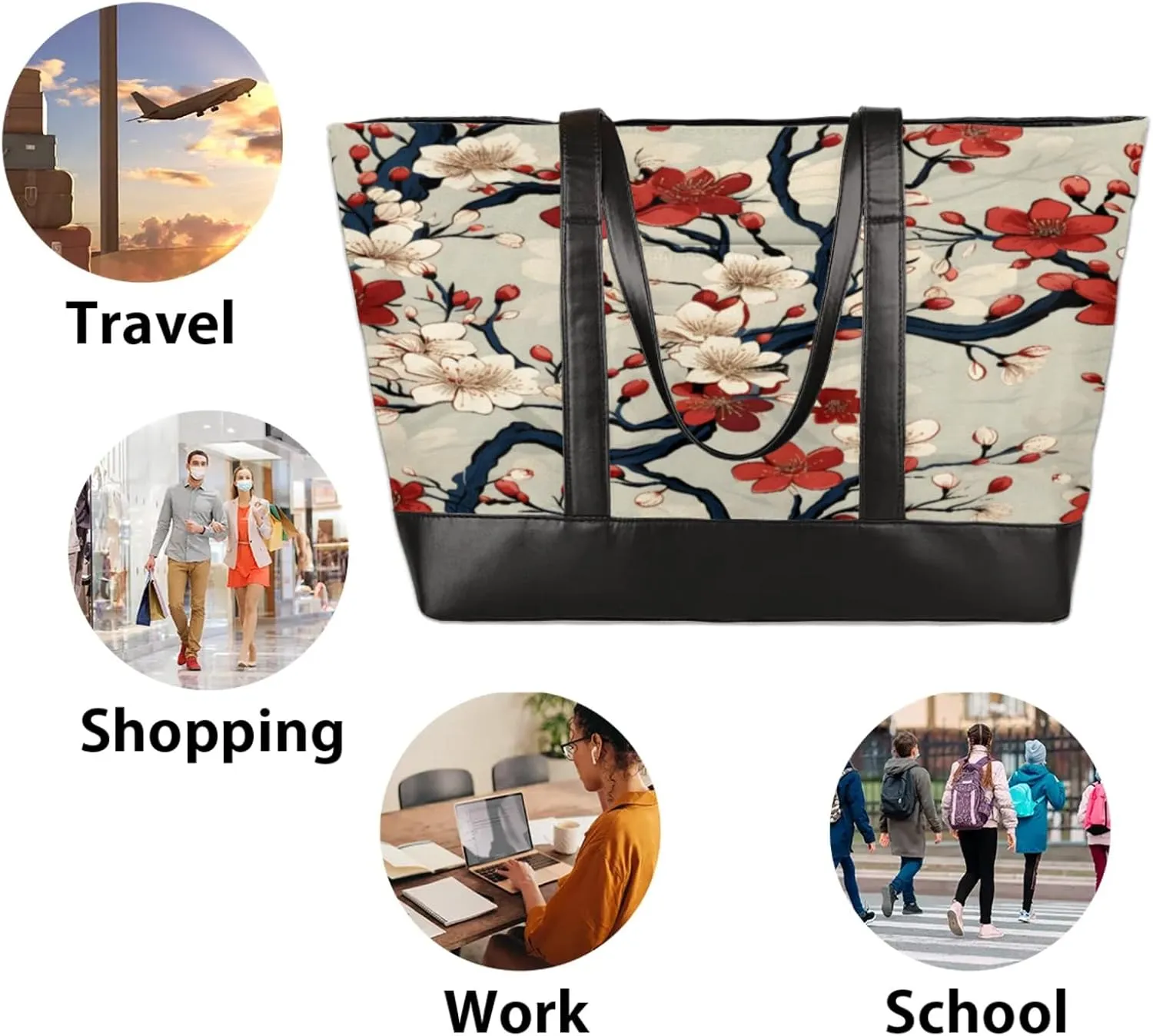 Tote Bag for Women with Zipper, Laptop Tote Bags Laptop Sleeve Case Shoulder Bag Messenger Bags