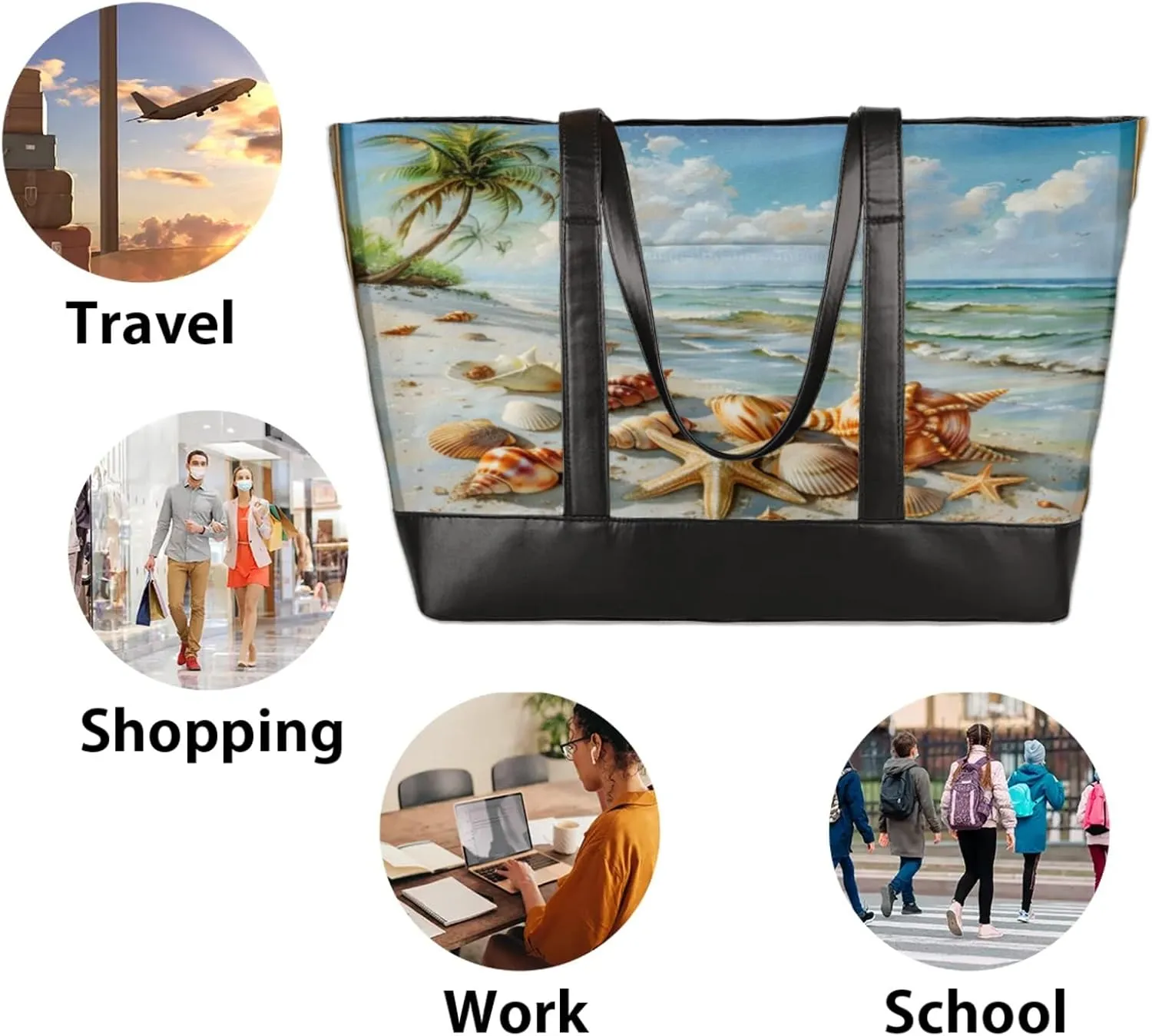 Tote Bag for Women with Zipper, Laptop Tote Bags Laptop Sleeve Case Shoulder Bag