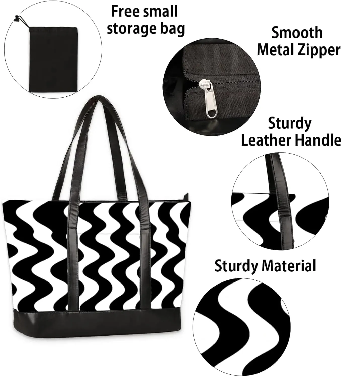 Tote Bag for Women with Zipper, Laptop Tote Bags Laptop Sleeve Case Shoulder Bag