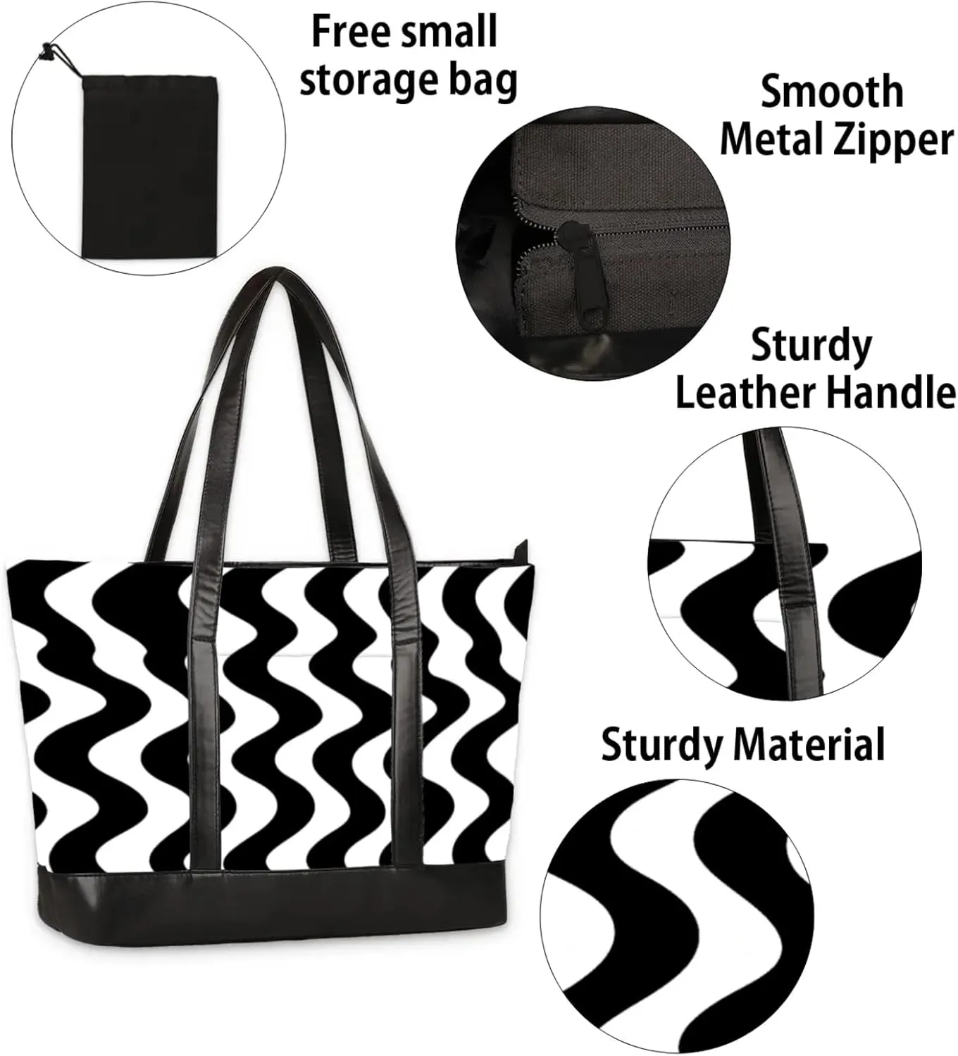 Tote Bag for Women with Zipper, Laptop Tote Bags Laptop Sleeve Case Shoulder Bag