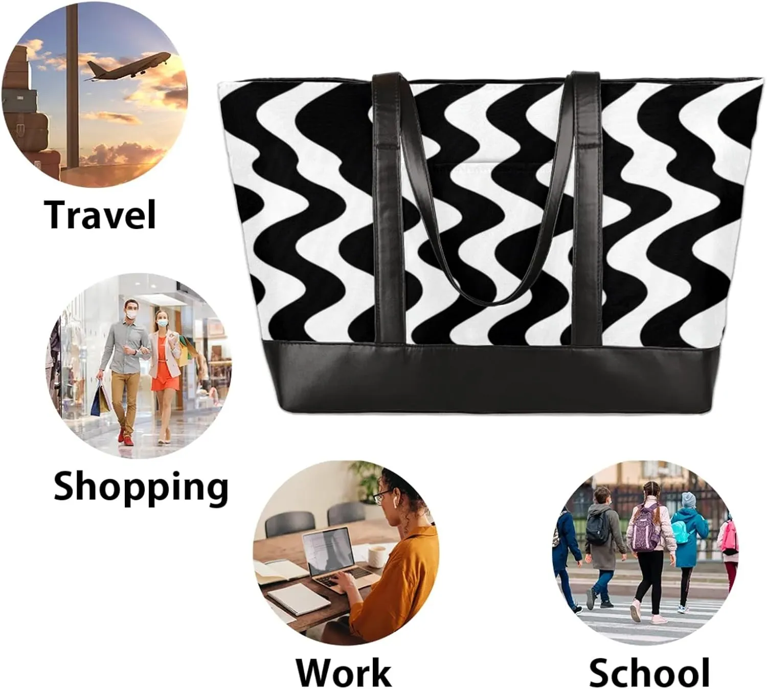 Tote Bag for Women with Zipper, Laptop Tote Bags Laptop Sleeve Case Shoulder Bag