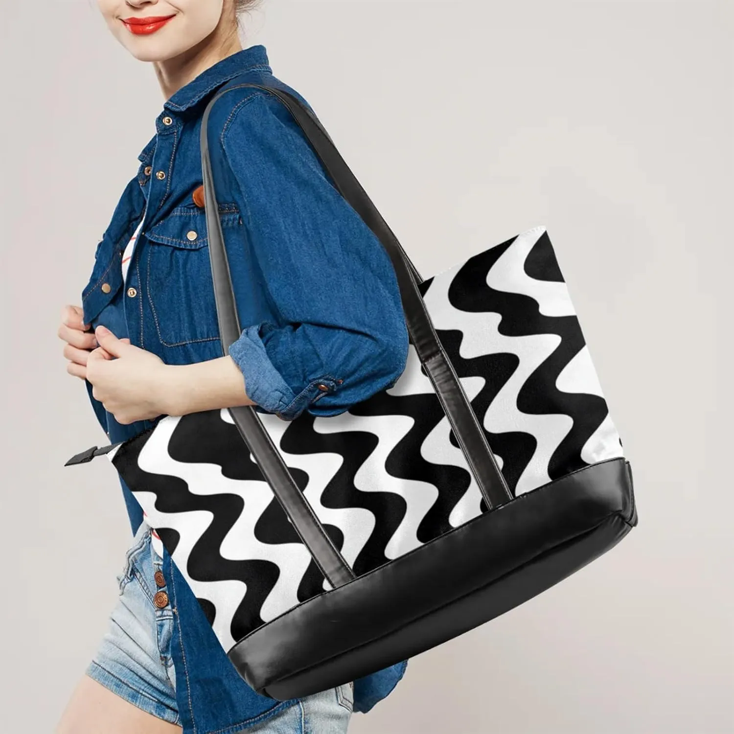 Tote Bag for Women with Zipper, Laptop Tote Bags Laptop Sleeve Case Shoulder Bag