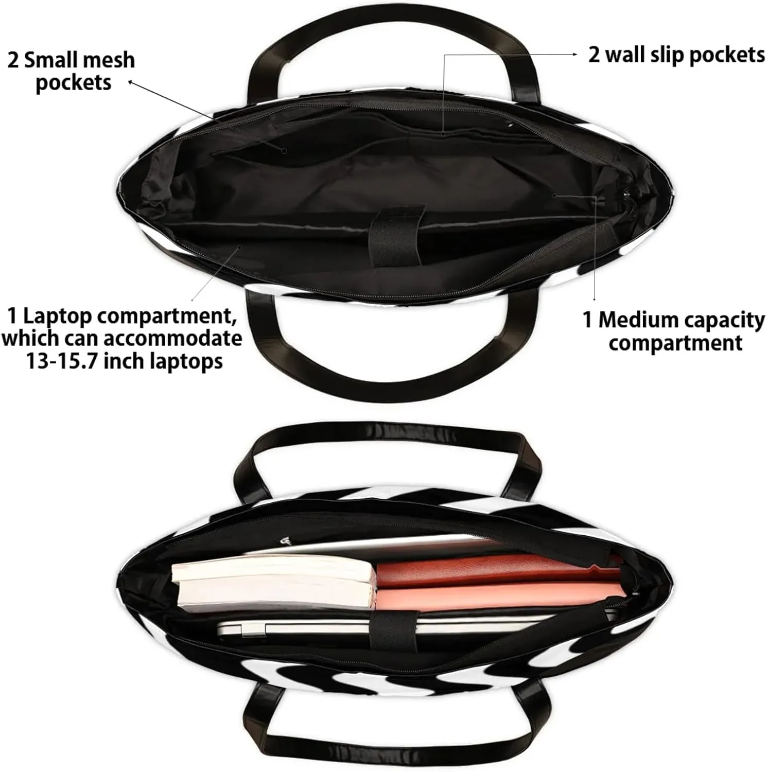 Tote Bag for Women with Zipper, Laptop Tote Bags Laptop Sleeve Case Shoulder Bag