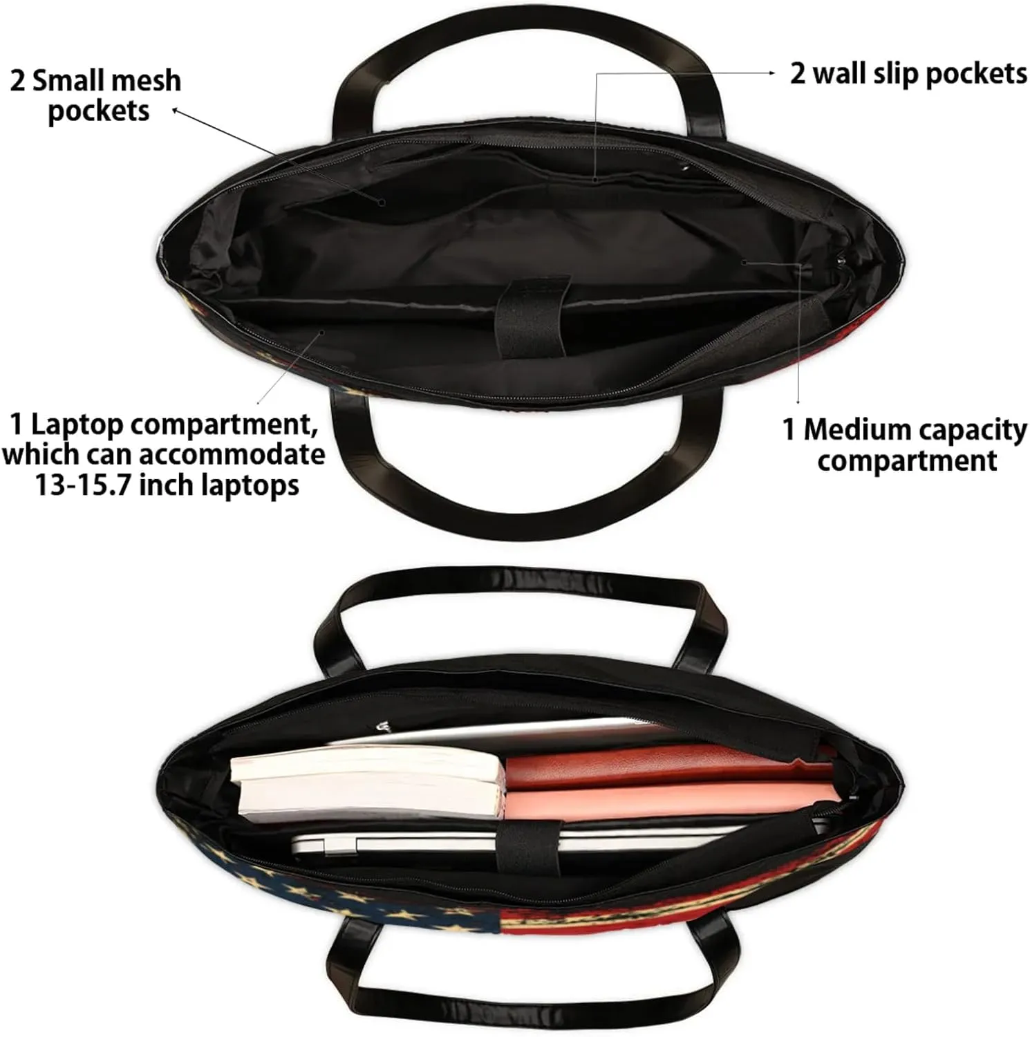 Tote Bag for Women with Zipper, Laptop Tote Bags Laptop Sleeve Case Shoulder Bag