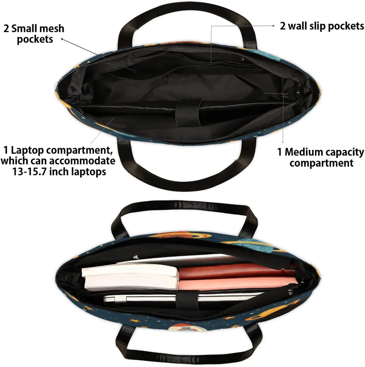 Tote Bag for Women with Zipper, Laptop Tote Bags Laptop Sleeve Case Shoulder Bag
