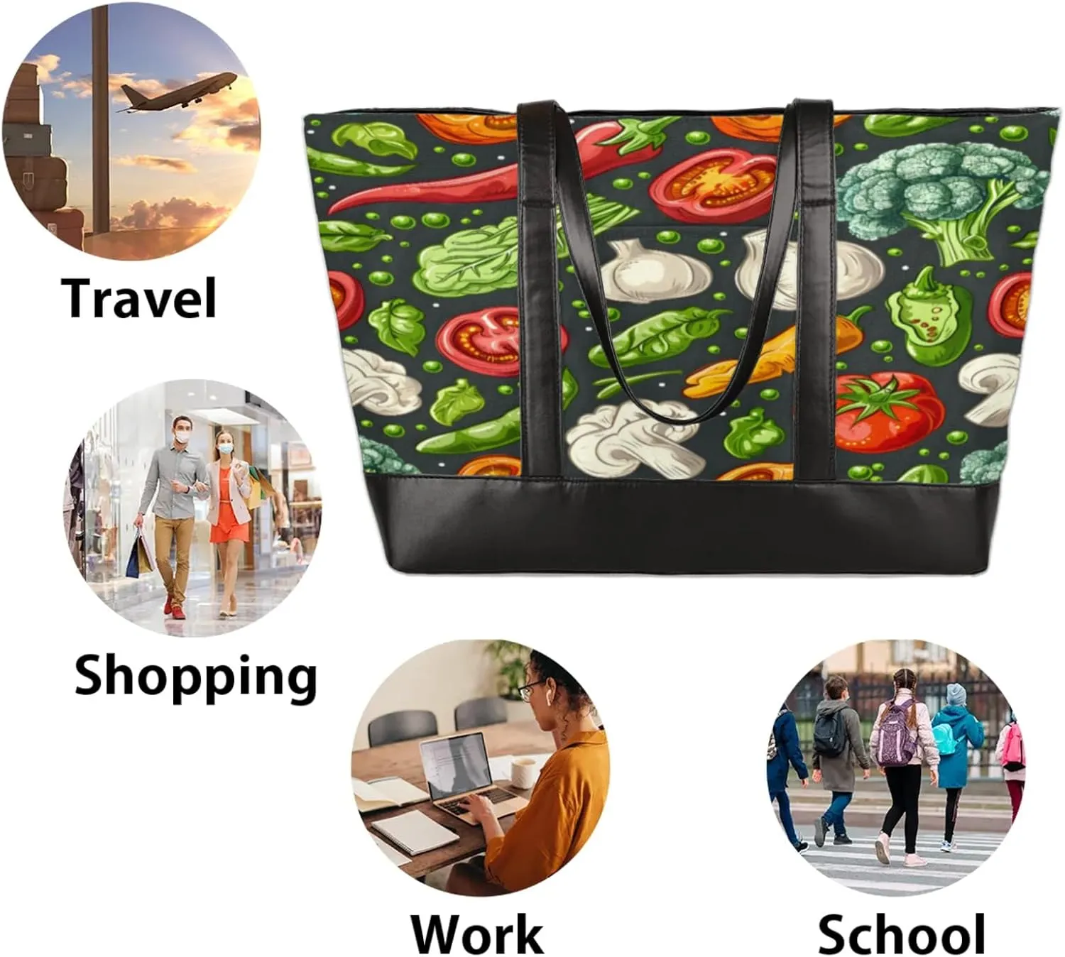 Tote Bag for Women with Zipper, Laptop Tote Bags Laptop Sleeve Case Shoulder Bag