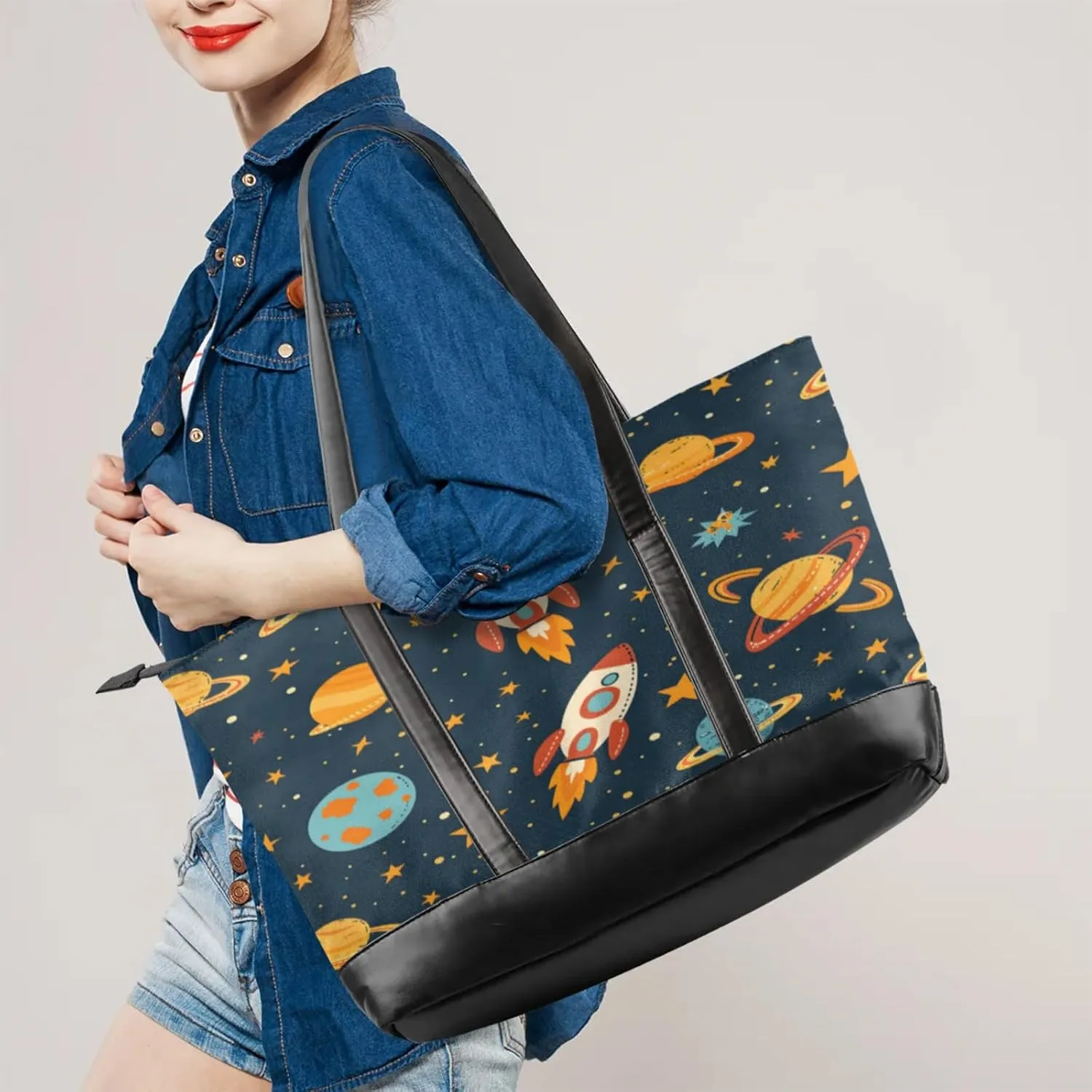 Tote Bag for Women with Zipper, Laptop Tote Bags Laptop Sleeve Case Shoulder Bag