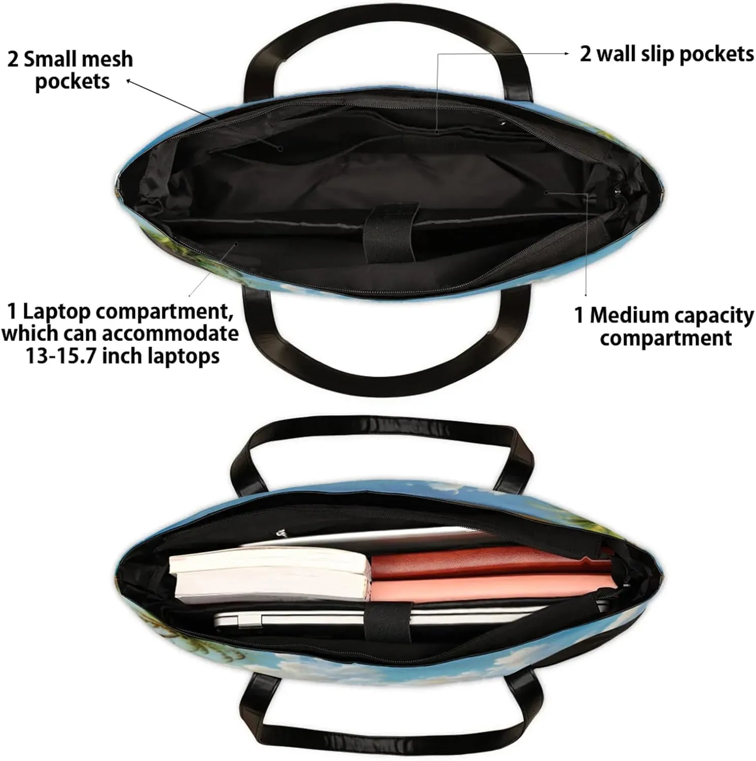 Tote Bag for Women with Zipper, Laptop Tote Bags Laptop Sleeve Case Shoulder Bag