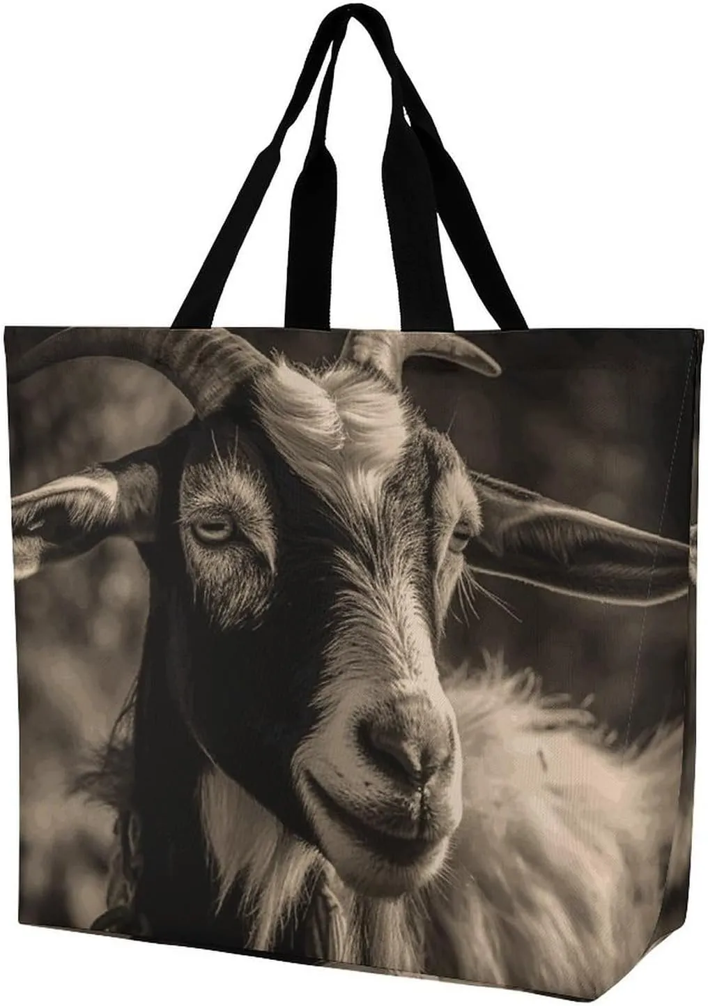 Tote Bag Grocery Bag for Women Shopping Bag Black And White Goat Handbags Beach Bag Shoulder Bag for Shopping