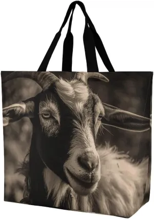 Tote Bag Grocery Bag for Women Shopping Bag Black And White Goat Handbags Beach Bag Shoulder Bag for Shopping