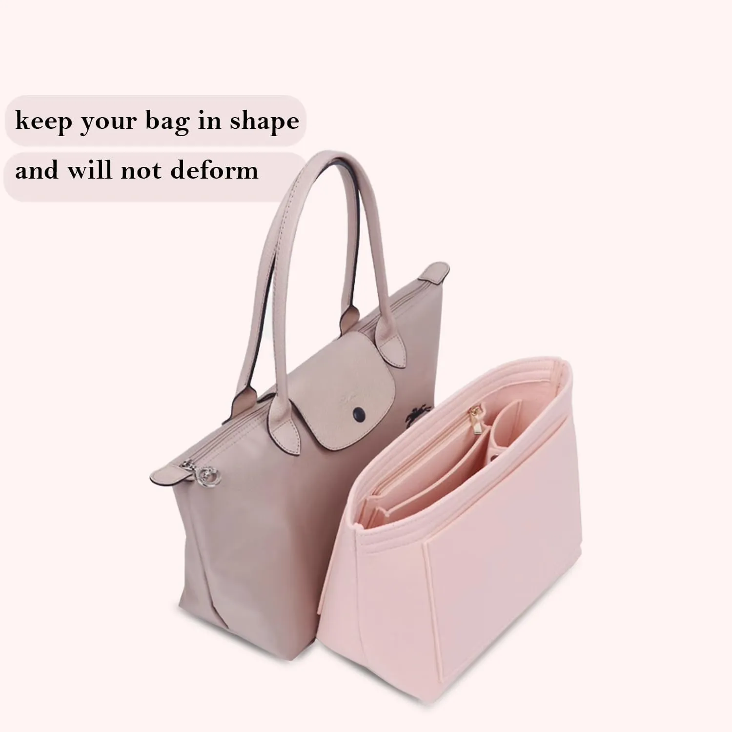 Tote organizer, Longchamp organizer insert for Longchamp Le Pliage Neo crossbody bag(M(14.5x5.9x9.8), Beige)