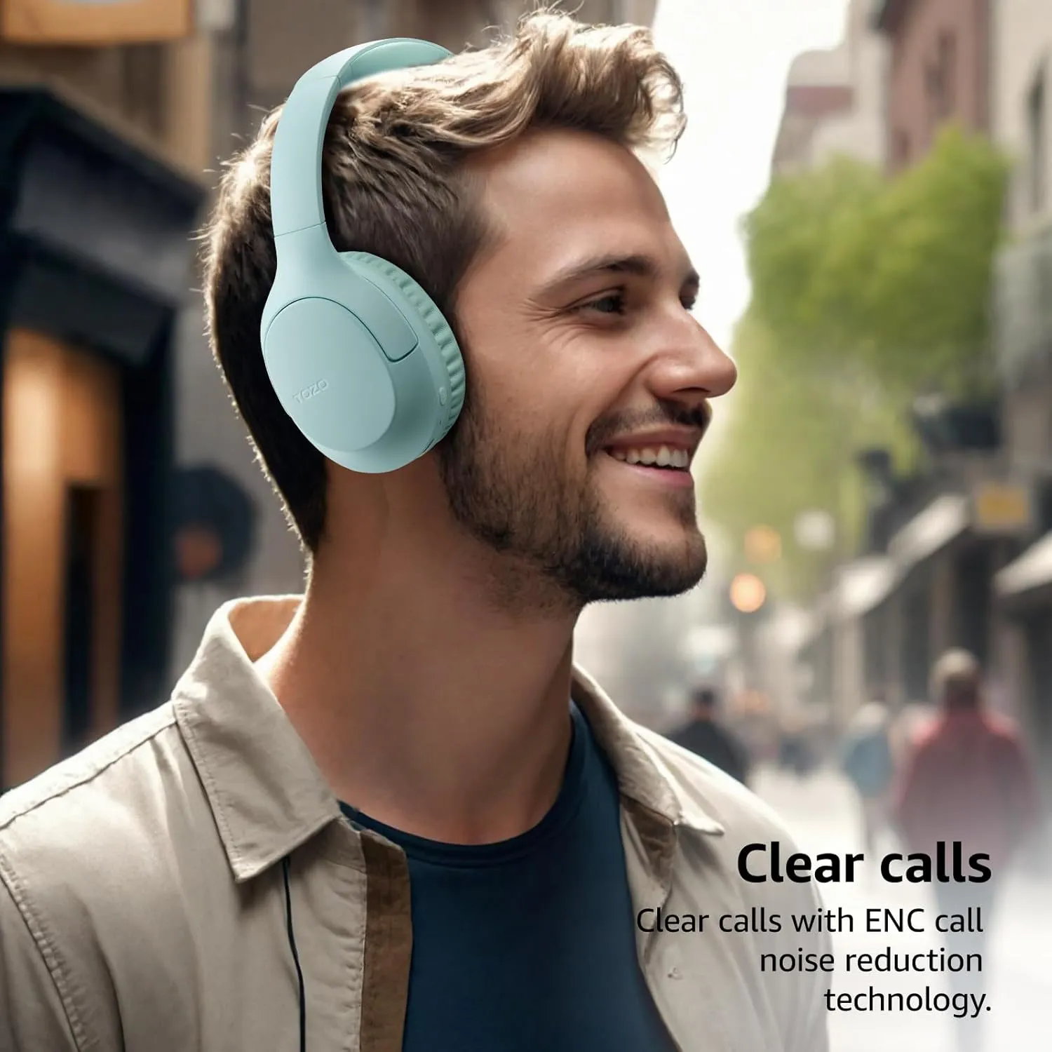 TOZO Bluetooth 5.4 Over Ear Headphones, ENC Call Noise Cancelling Mic, Foldable Wireless Headset, 70H Playback, Deep Bass Stereo Sound, Customizable EQ via Button & App, for Travel and Home, Upgraded