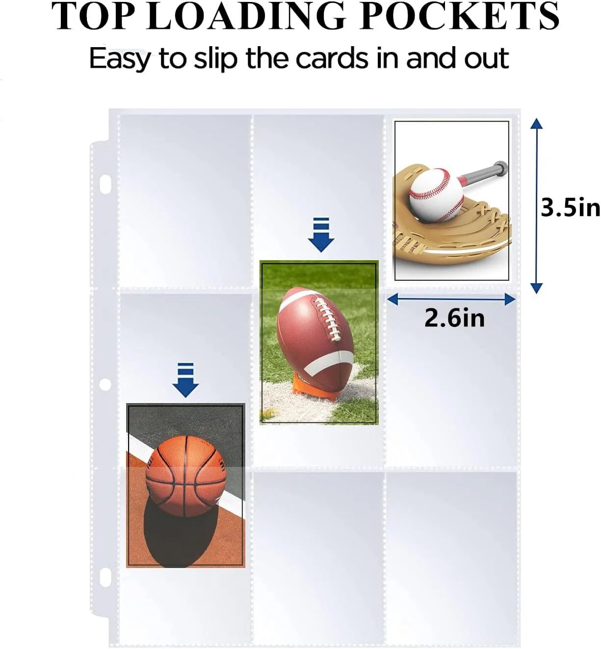 Trading Card Binder, 900 Pockets Album Folder With 50 Top-Loading Page Sleeves, 9 Pocket Binder for Game, Sports, Baseball Cards (Black)