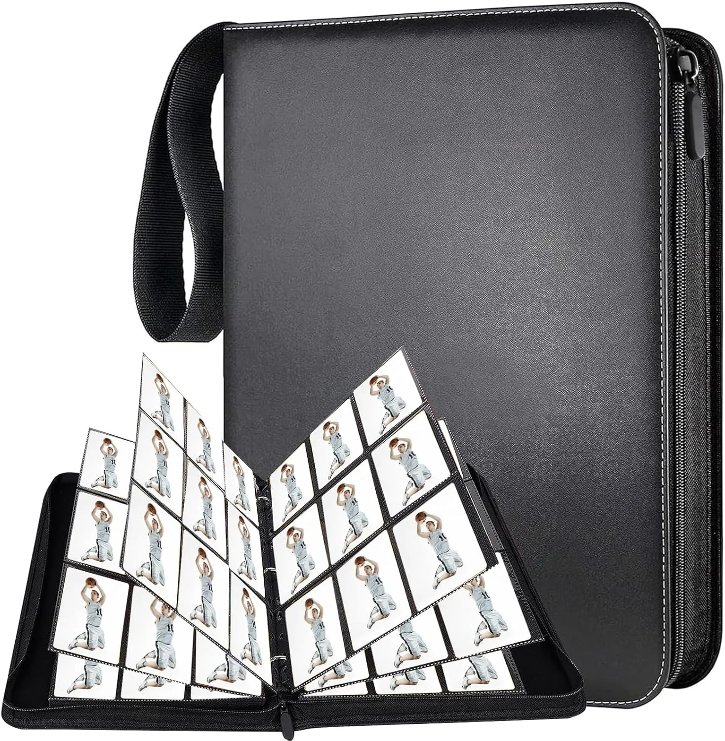 Trading Card Binder, 900 Pockets Album Folder With 50 Top-Loading Page Sleeves, 9 Pocket Binder for Game, Sports, Baseball Cards (Black)