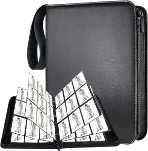 Trading Card Binder, 900 Pockets Album Folder With 50 Top-Loading Page Sleeves, 9 Pocket Binder for Game, Sports, Baseball Cards (Black)