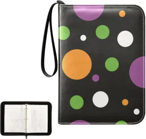 Trading Card Binder with Sleeves Halloween Purple Orange Colorful Dots C4 Pocket Card Binder PU Card Collection Binder 400 Cards Holder Collector Album