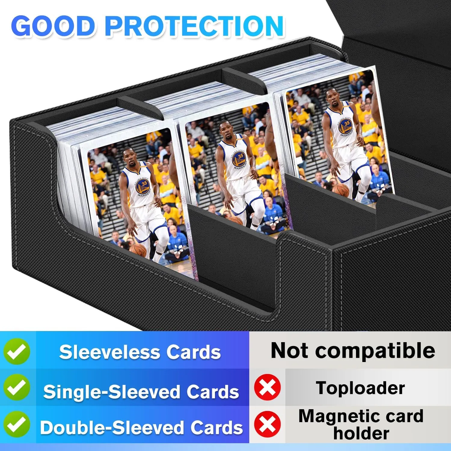 Trading Card Storage Box for MTG Cards, 1800  PU Leather Card Deck Box, Magnetic Closure Card Deck Case Organizer Box Card Holder Fits for Game Sports Cards