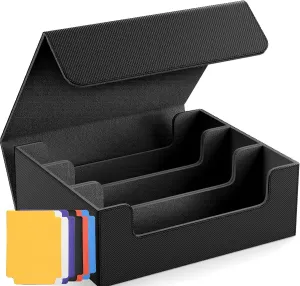 Trading Card Storage Box for MTG Cards, 1800  PU Leather Card Deck Box, Magnetic Closure Card Deck Case Organizer Box Card Holder Fits for Game Sports Cards