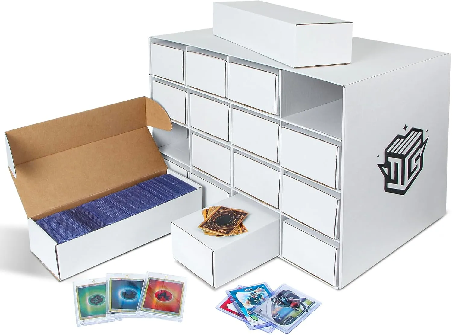 Trading Card Storage Box with 16 Boxes, Card Organizer Case holds 3000  Top Loaders, Card Holders Collector Boxes for Sports Cards