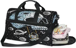Travel Duffel Bags Playing Swing on Skull Planet Sports Duffel Bag Gym Bag Skull Travel Luggage Overnight Bags for Men Women Duffel Bags with Adjustable Strap for Traveling