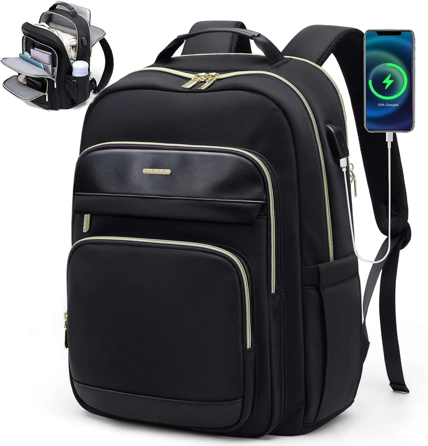 Travel Laptop Backpack for Women Men 15.6 Inch Work Bags with USB Port Large Capacity Travel Bags Water Resistant Business Computer Backpack Purse Casual Daypacks for College Nurse