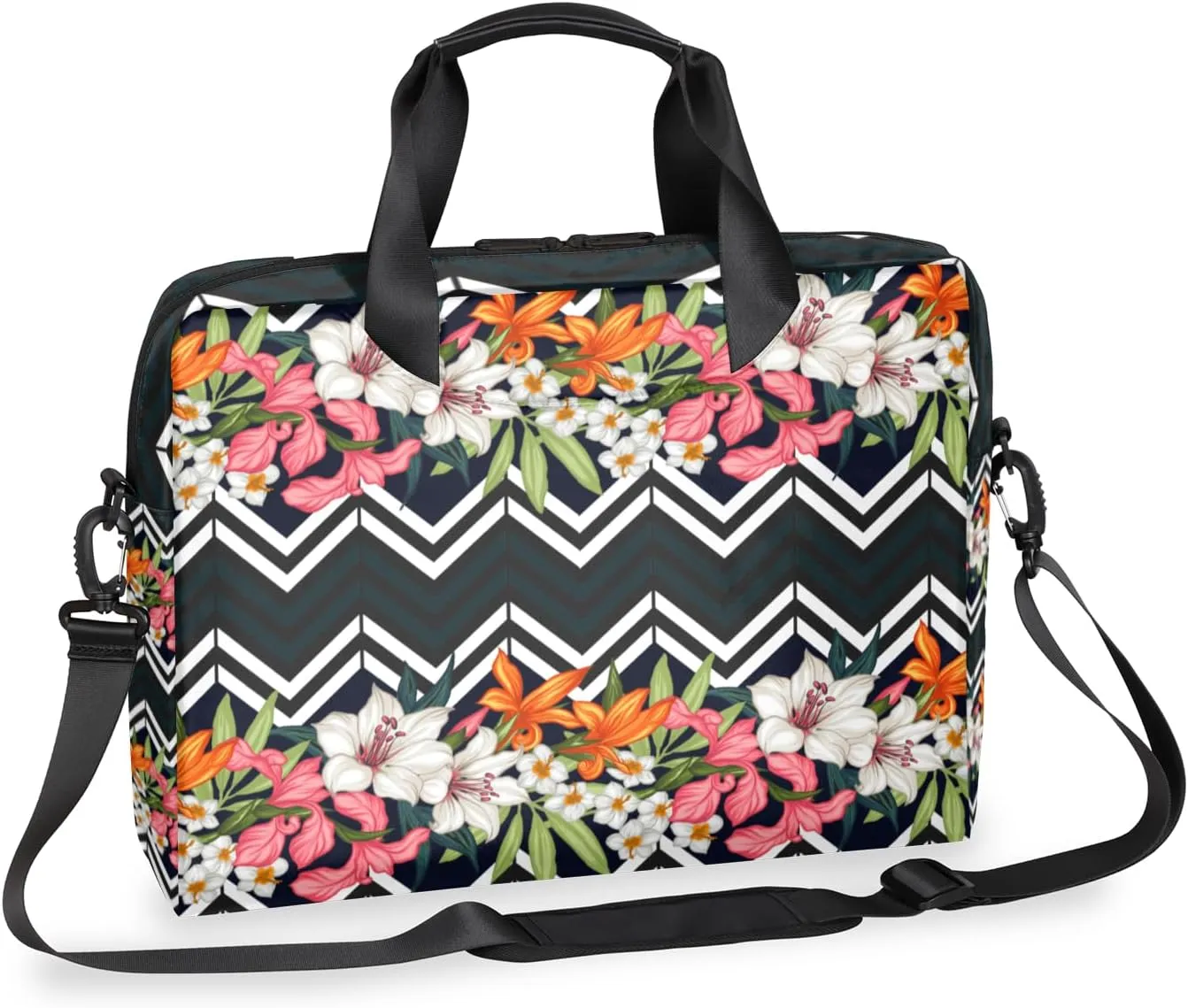 Tropical Flower 14 15 15.6 inch Laptop Briefcase Shoulder Bag Palm Leaf Waterproof Travel Laptop Sleeve Case Work Computer Cover Carrying Bag