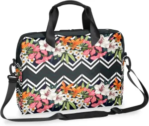 Tropical Flower 14 15 15.6 inch Laptop Briefcase Shoulder Bag Palm Leaf Waterproof Travel Laptop Sleeve Case Work Computer Cover Carrying Bag