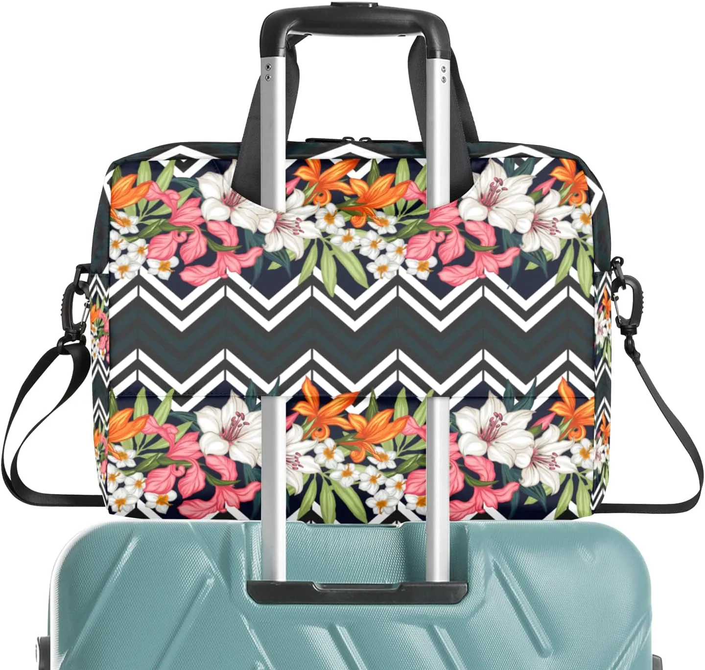 Tropical Flower 14 15 15.6 inch Laptop Briefcase Shoulder Bag Palm Leaf Waterproof Travel Laptop Sleeve Case Work Computer Cover Carrying Bag