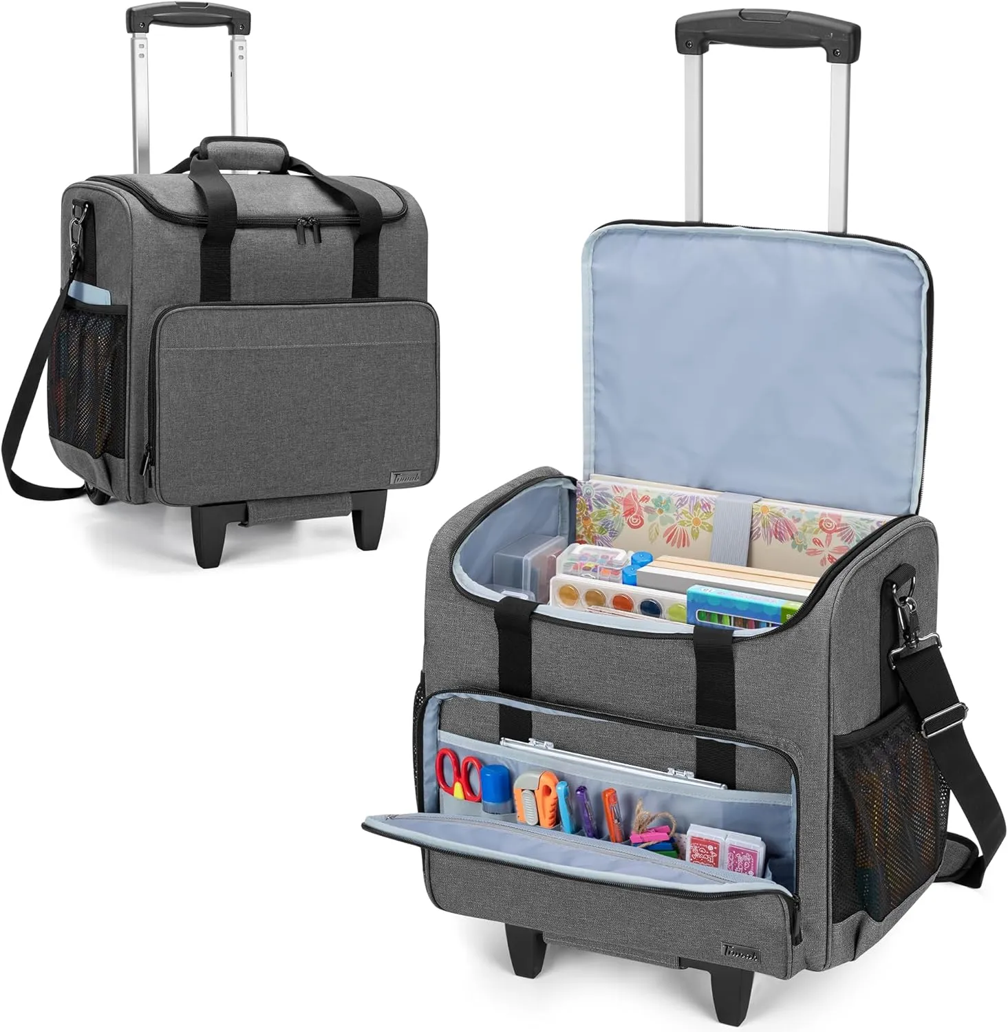 Trunab Rolling Scrapbook Tote Craft Organizers and Storage with Wheels, Craft Bag for 12 X 12 inch Scrapbook Album and Laptop, for Women