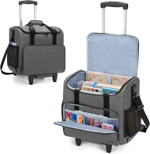 Trunab Rolling Scrapbook Tote Craft Organizers and Storage with Wheels, Craft Bag for 12 X 12 inch Scrapbook Album and Laptop, for Women