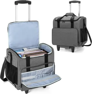 Trunab Rolling Teacher Bag, Teacher Tote Bag with Bottom Pad and Detachable Trolley, Wheeled Teacher Bag with Padded Sleeves Holds up to 15.6” Laptop