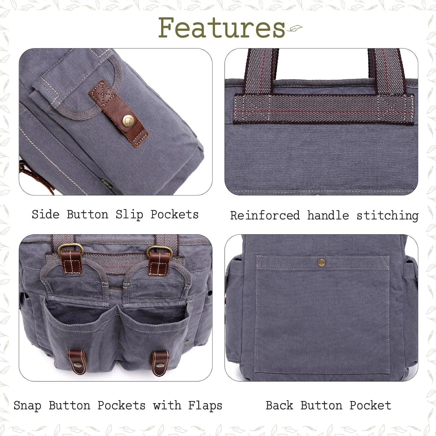 TSD Brand Oak Hill Utility Canvas Tote Bag