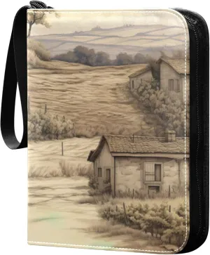 Tuscan House Card Binder 4 Pocket Collectible Trading Card Albums with 50 Sleeves Double Side PU Waterproof 3 Ring for Sports & Game Cards