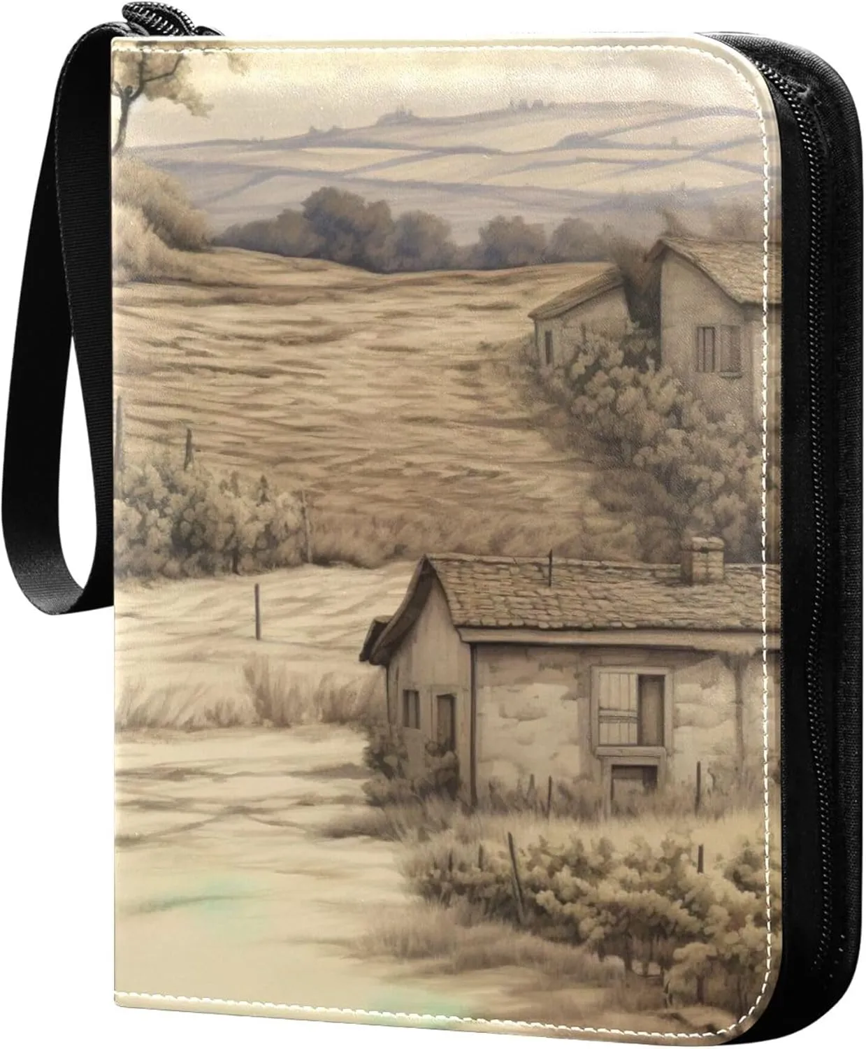 Tuscan House Card Binder 4 Pocket Collectible Trading Card Albums with 50 Sleeves Double Side PU Waterproof 3 Ring for Sports & Game Cards