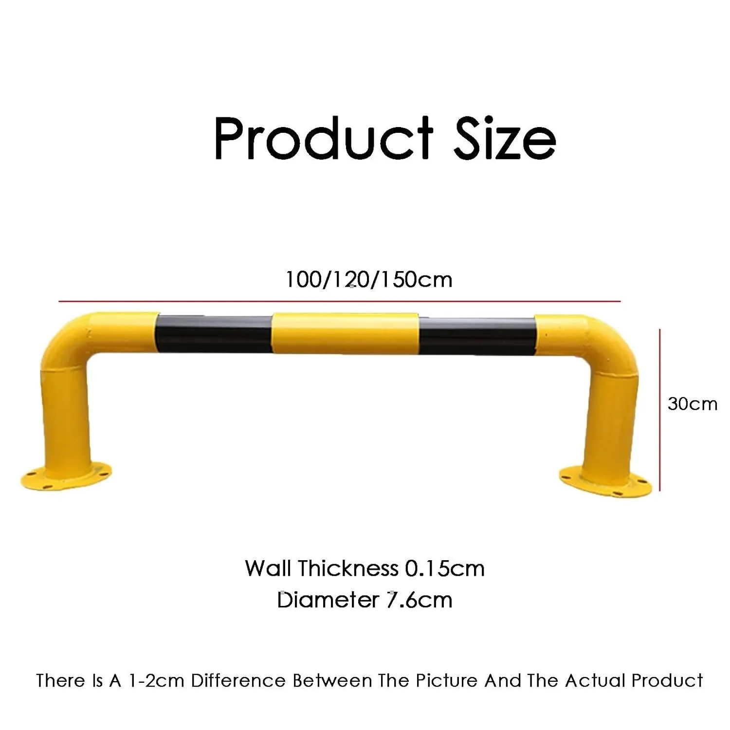 U Shape Security Bollards, Black & Yellow Parking Space Blocker, Car Protection Post for Driveway, Garage, Warehouse (100x30x0.5cm)(100x30x0.5cm)