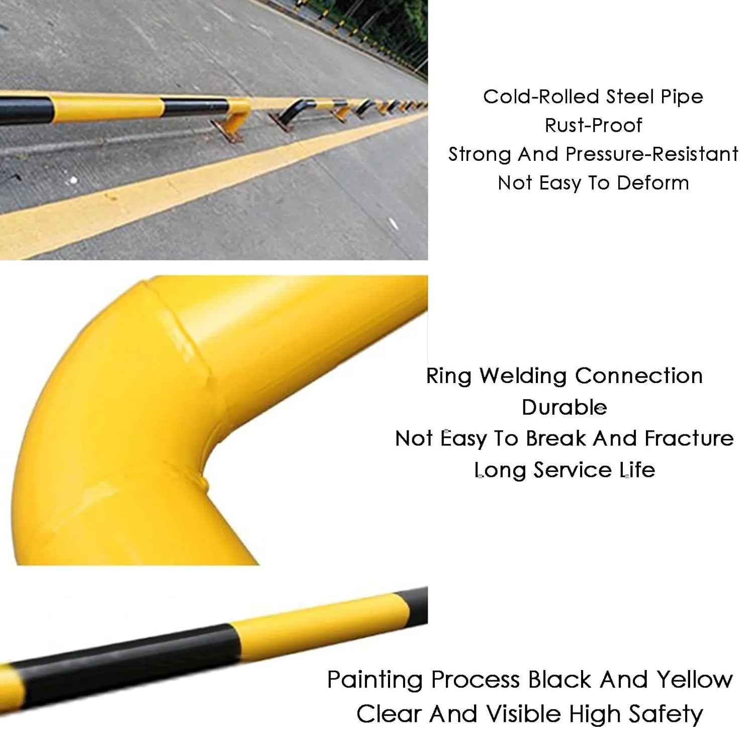 U Shape Security Bollards, Black & Yellow Parking Space Blocker, Car Protection Post for Driveway, Garage, Warehouse (100x30x0.5cm)(100x30x0.5cm)
