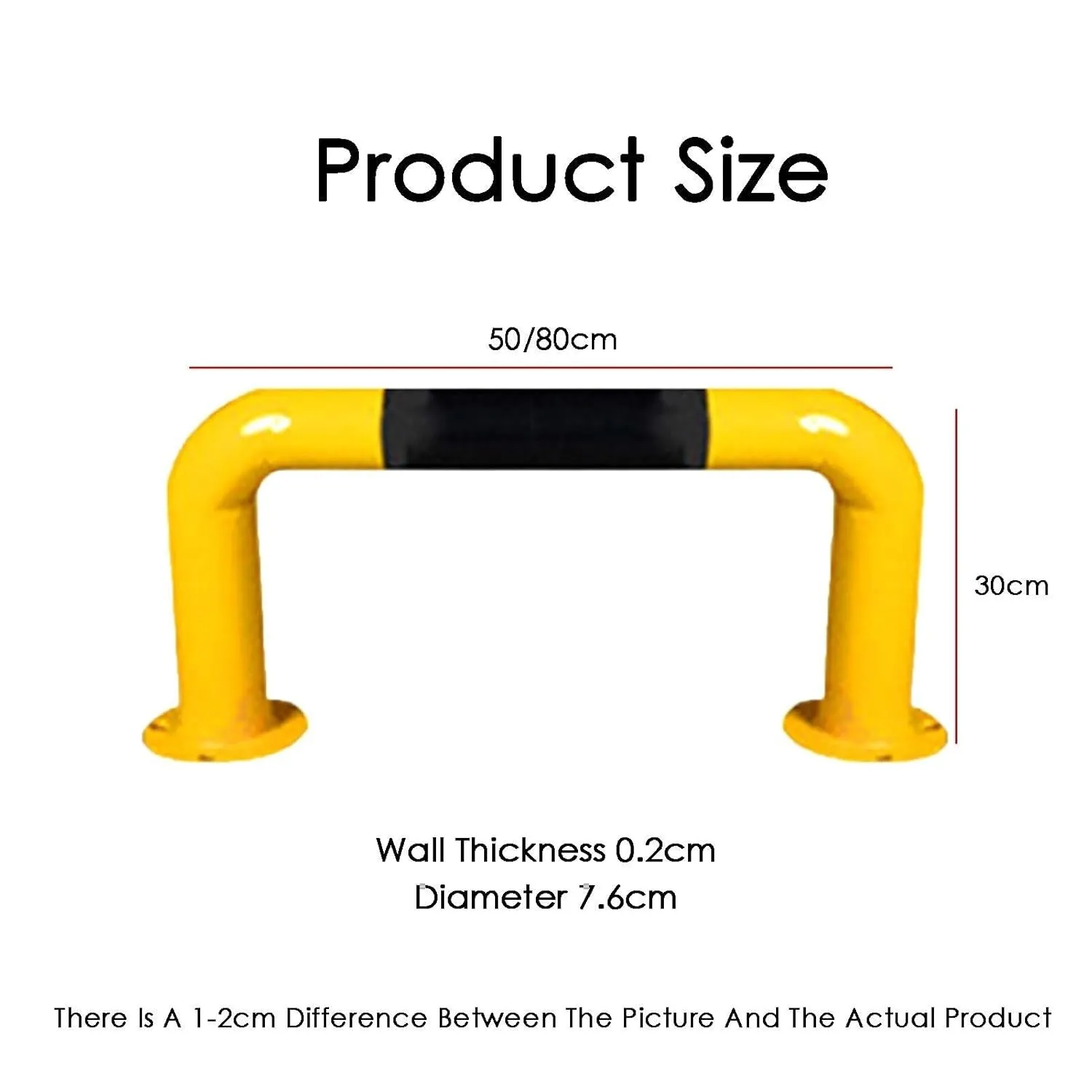 U Shape Security Bollards, Black & Yellow Parking Space Blocker, Car Protection Posts for Warehouse, Driveway, Garage (120x30cm)(50x30cm)
