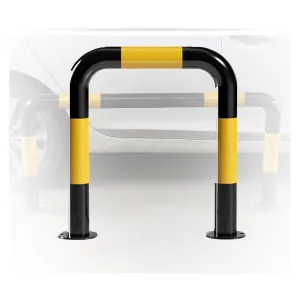 U Shape Security Bollards, Black & Yellow Traffic Warning Posts for Driveway, Garage, Parking (50x60x0.15cm) – Car Blocker, Wall Protector(50x60x0.15cm)