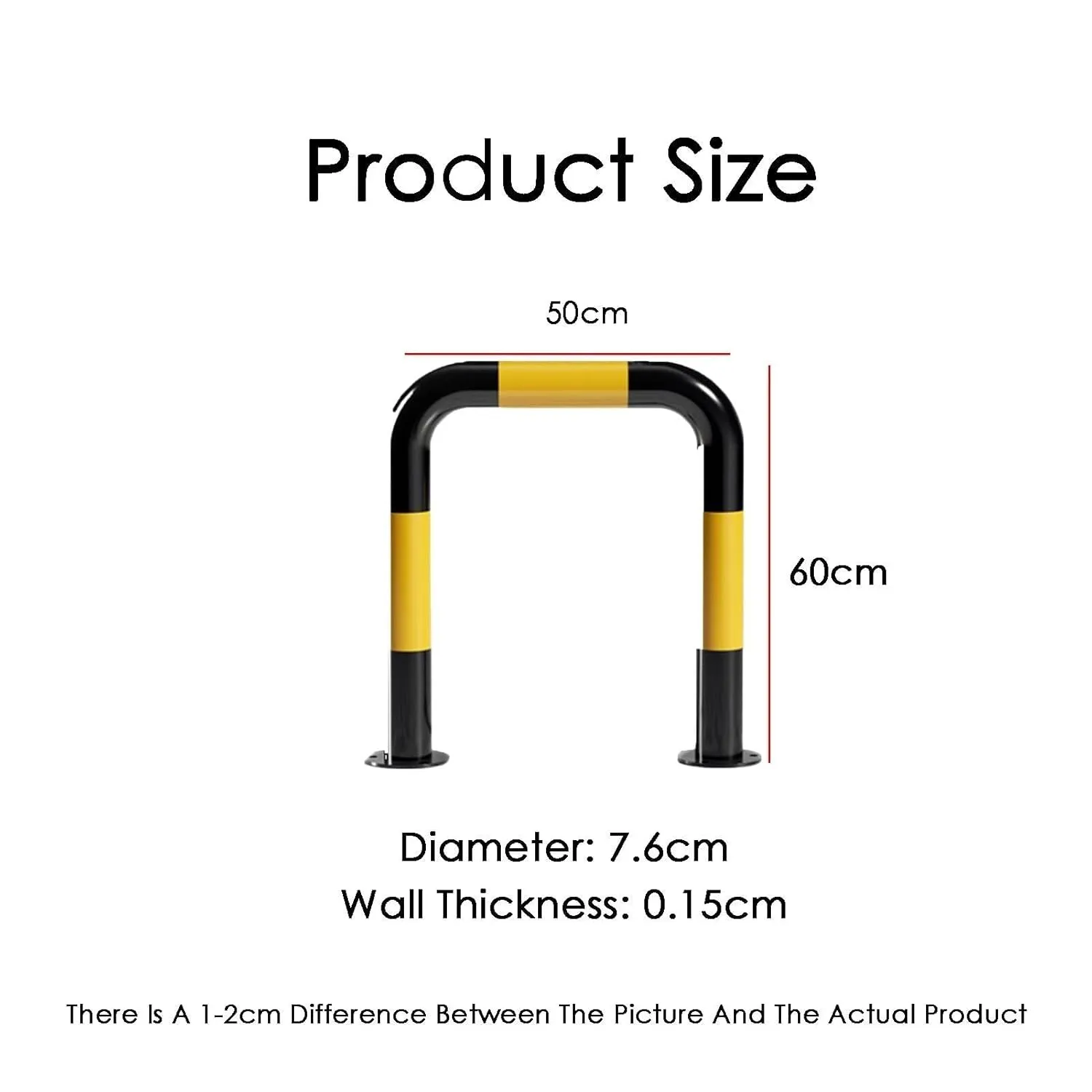 U Shape Security Bollards, Black & Yellow Traffic Warning Posts for Driveway, Garage, Parking (50x60x0.15cm) – Car Blocker, Wall Protector(50x60x0.15cm)