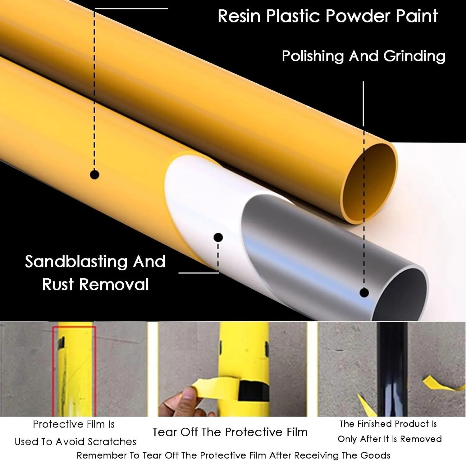 U Shape Security Bollards, Black & Yellow Traffic Warning Posts for Driveway, Garage, Parking (50x60x0.15cm) – Car Blocker, Wall Protector(50x60x0.15cm)