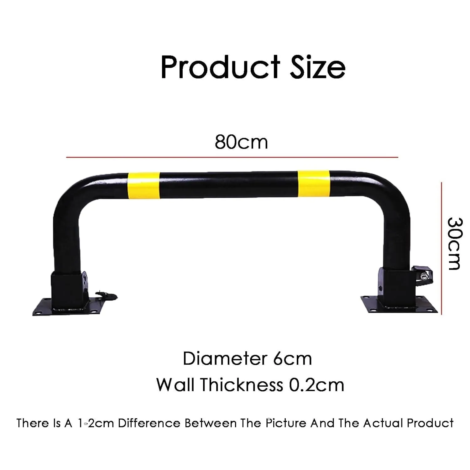 U Shape Security Bollards with Lock, Parking Car Blocker & Isolation Bollards, for Garage & Driveway Protection (Yellow)(Black)