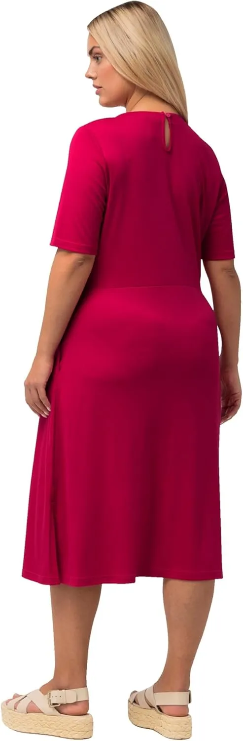 Ulla Popken Womenswear Plus Size Curvy Keyhole Short Sleeve Dress 826624