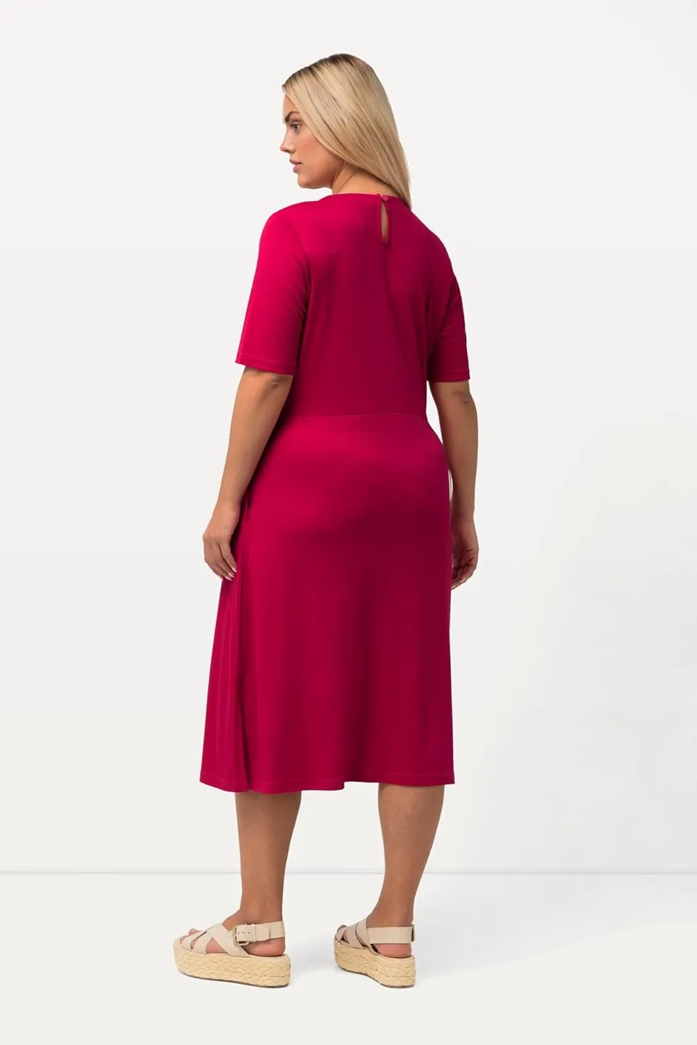 Ulla Popken Womenswear Plus Size Curvy Keyhole Short Sleeve Dress 826624